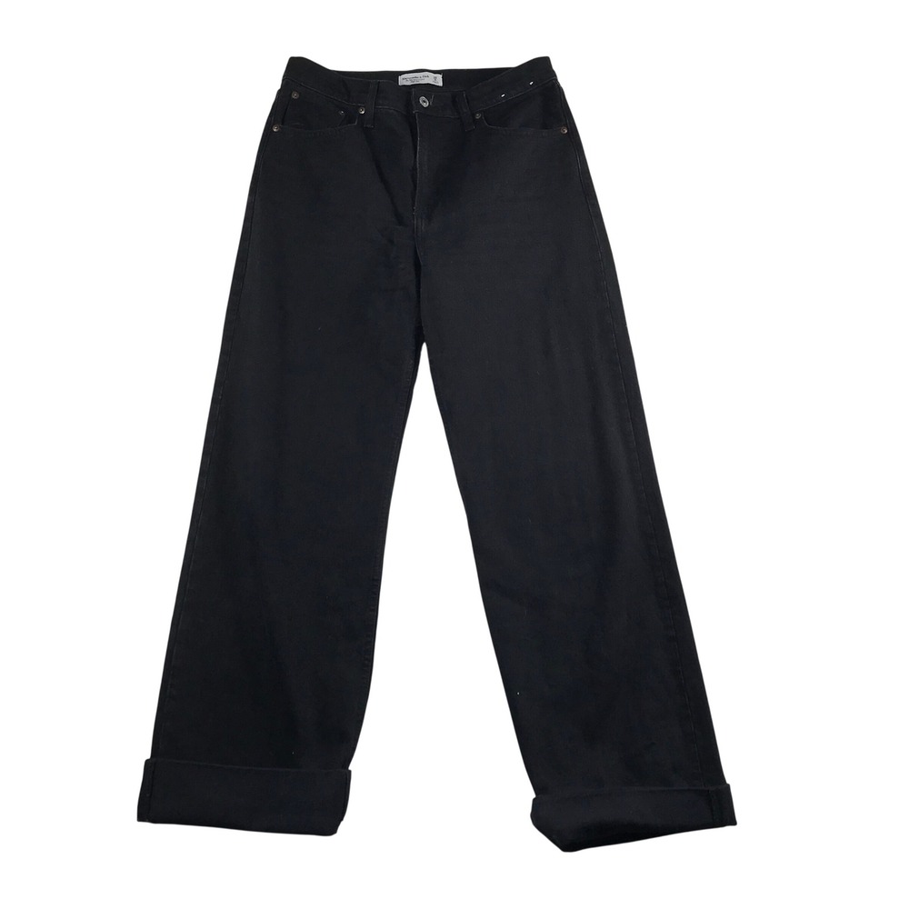 Abercrombie & Fitch The 90s Relaxed Jean High Rise Black Denim 29 8L 31 Inseam